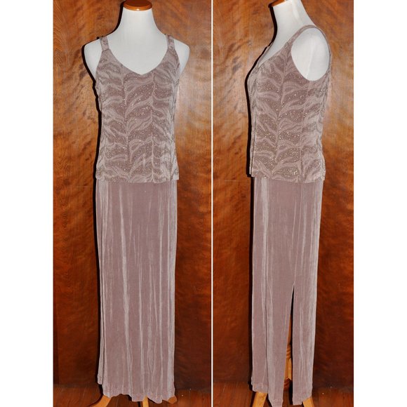 Vintage Jessica Howard Fawn Beaded Mother of the Bride Gown & Jacket Size 6 - Picture 6 of 9